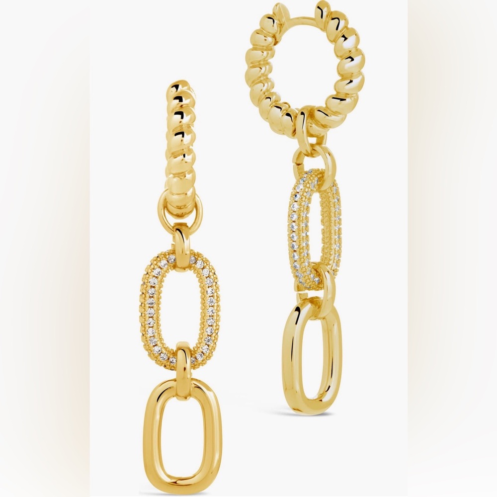 Sterling Forever Andi CZ drop hoop earrings